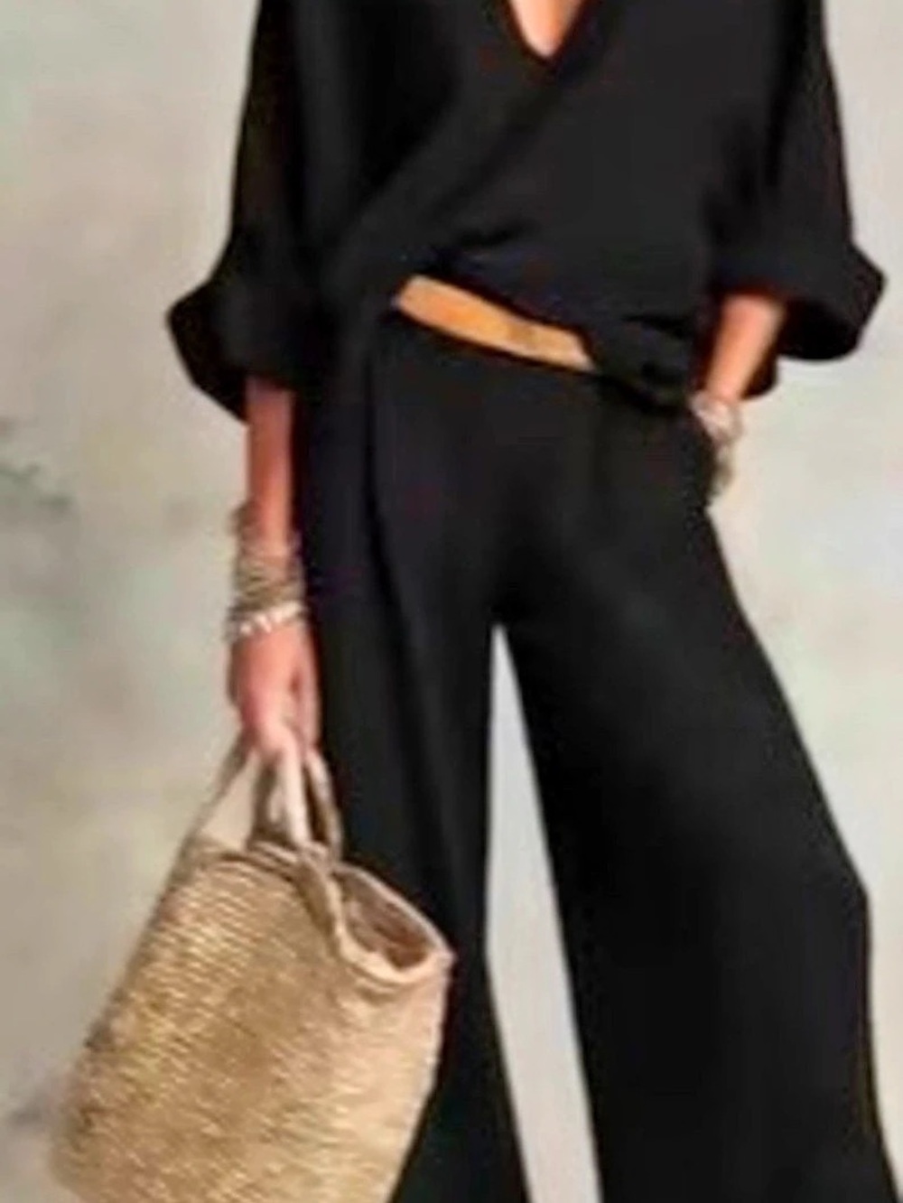 Wide Leg Black 2 pc Set new